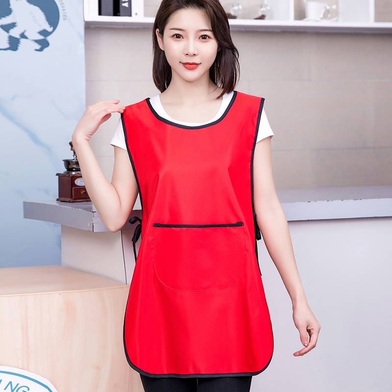 With a Japanese apron red on the side